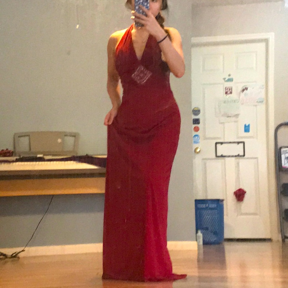 Red Halter Prom Dress | M